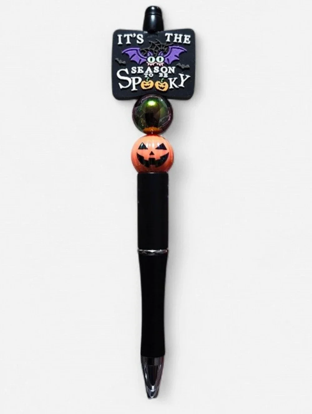 Halloween Spooky Season Jack O Lantern  Beaded Ballpoint Twist Pen Black